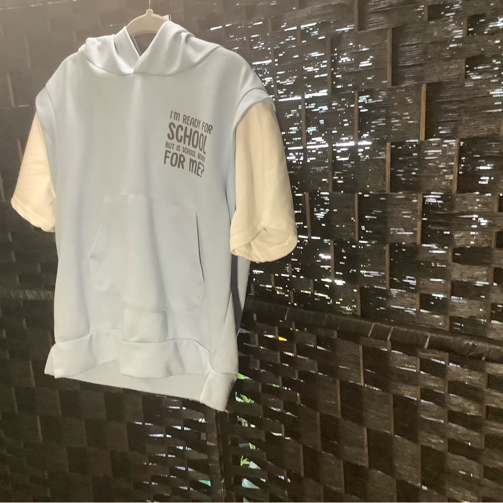 SHEIN Kids Blue and White Hoodie Set